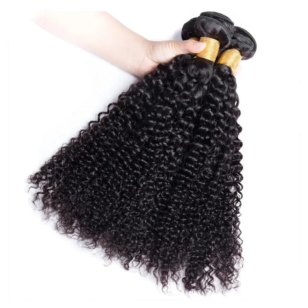 Deep Wave Human Hair Bundles Natural Black Color #1B Brazilian Curly Bundles Human Hair Extensions 30 Inch For Woman 1/3 Bundles