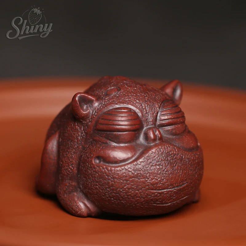 

Cute Tunjin Beast Red Tea Pet Spirit Figurines Tea Ceremony Utensils Chinese Room Decoration Accessories Zen Animal Tea Set