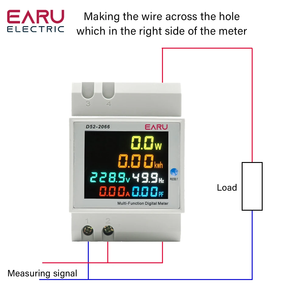 Din Rail Digital Voltmeter Current Power Wattmeter Electric Energy kWh Meter Frequency Volt Amp Monitor AC 220V 110V 380V 100A