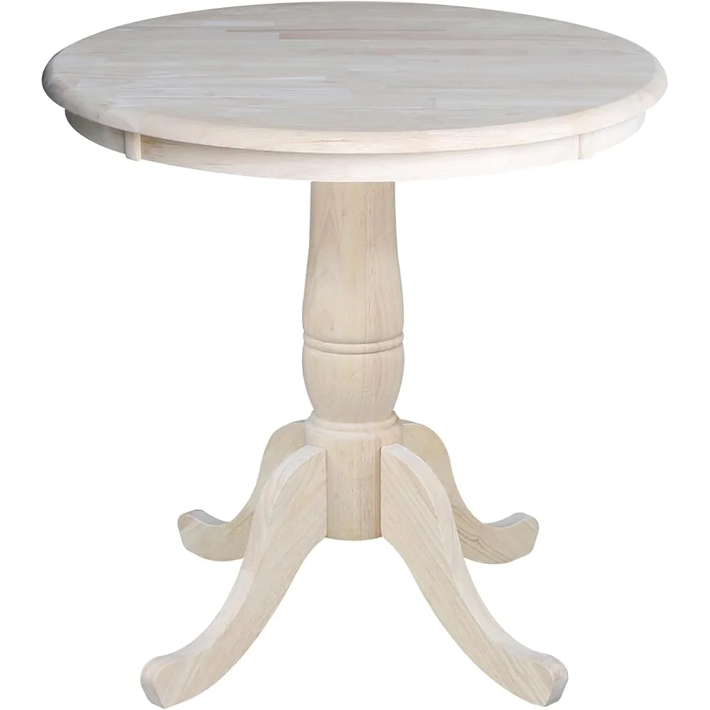 Solid Wood Round Pedestal Dining Table Sturdy Parawood Eco-Friendly Customizable Finish Easy Assembly Compact Design Perfect