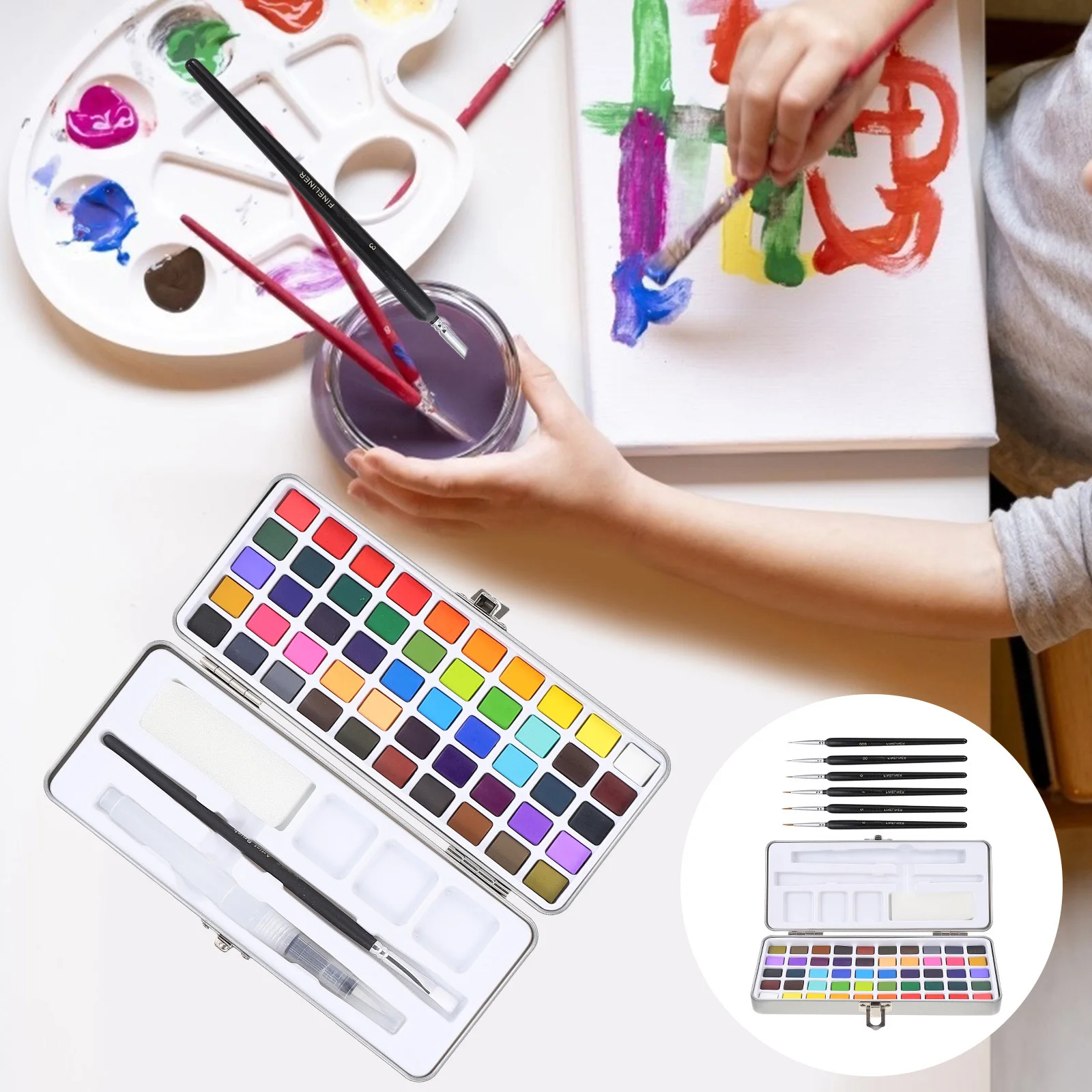 

Vibrant Watercolor Paint Kit Portable Solid Pigment for Art Students Teachers Kids DIY Gifts Watercolor Paint Painting Pens