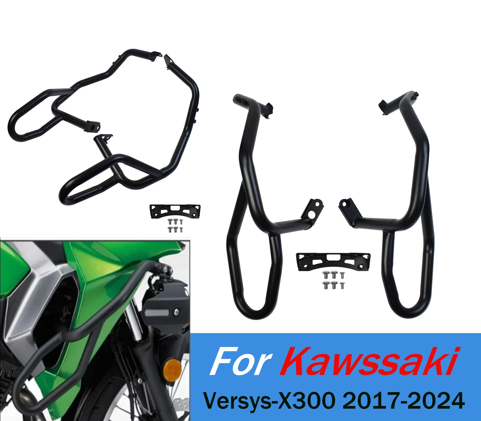 

Versys X300 Crash Bar Engine Guard Frame Bumper For Kawasaki Versys-X 300 2017-2023 Versys-X300 Motorcycle Highway Fall Protect