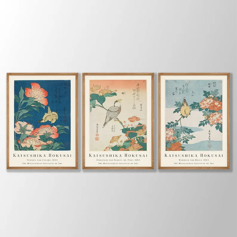 1/3-teiliges Set, japanische Pflanzen, Vögel, Tiere, Leinwanddrucke, minimalistische Museumskunstposter für modernes Wohnzimmer, Schlafzimmer, Heimdekoration