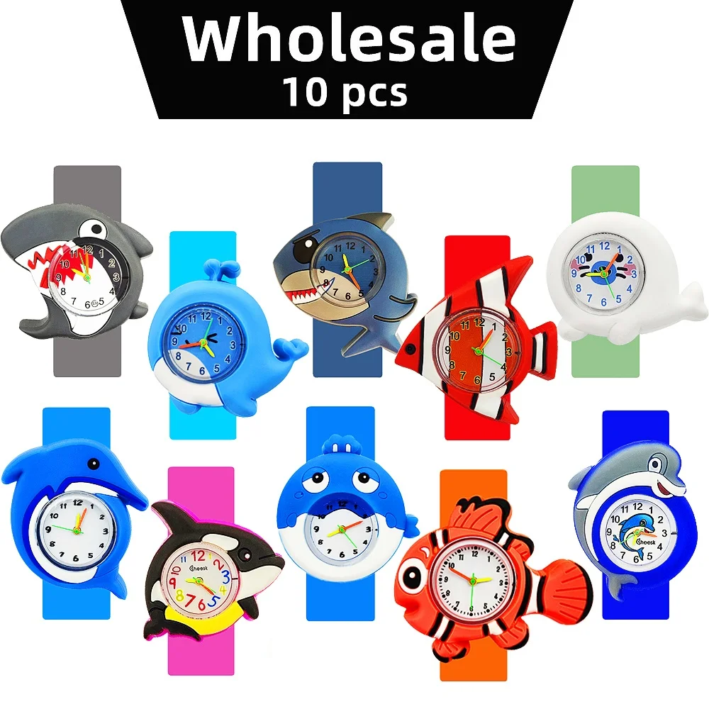 Lot de 10 montres pour enfants, bracelet, jouet, dessin animé requin/DolDave, cadeau pour garçons et filles