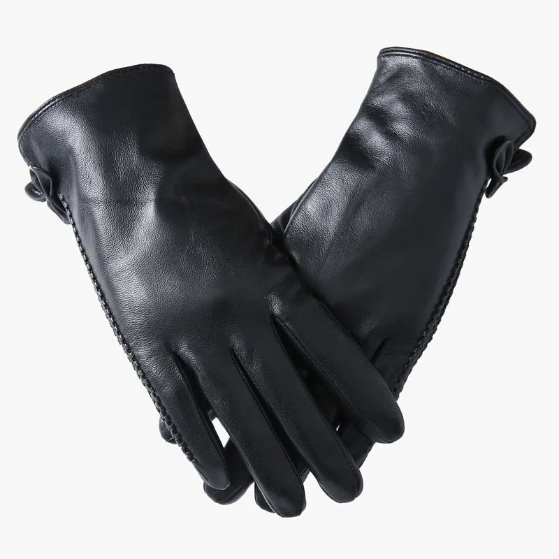 

Women's Sheepskin Gloves Winter Warm Plus Velvet Short Thin Touch Screen Driving Genuine Leather Gloves Windproof Warmth