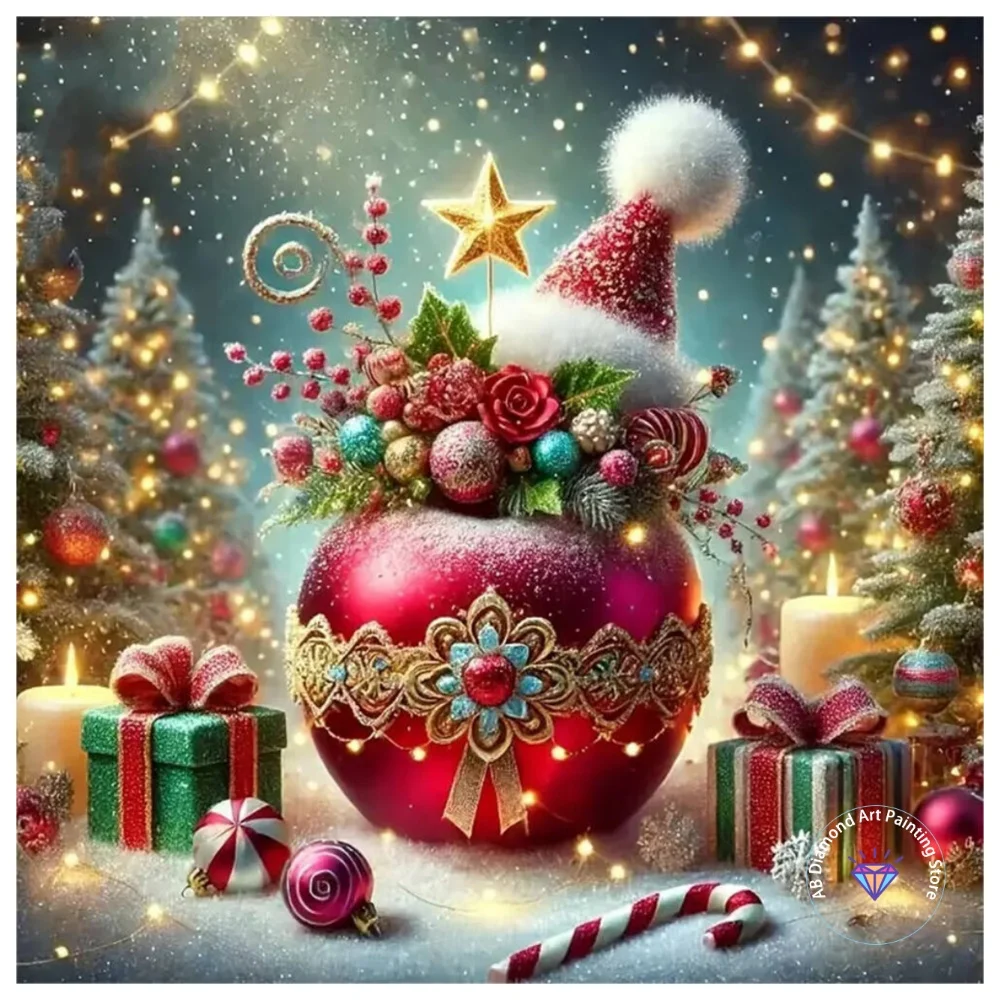 

Apple Winter Christmas Tree AB Diamond Painting Kit Square Round Diamond 5D DIY Mosaic Handmade Art Adult Gift Home Decor