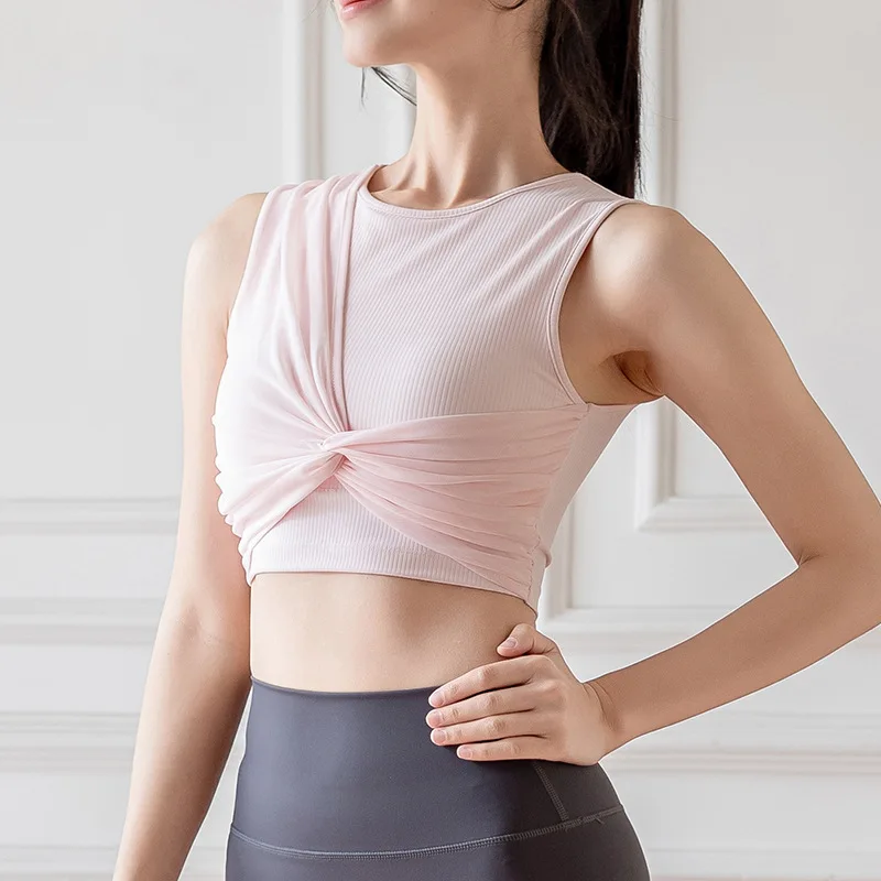 Nadanbao جديد ملابس داخلية رياضية عالية المرونة شبكة عقدة ضئيلة ملابس اليوغا مع وسادة الصدر عارية الشعور تشغيل سترة لياقة بدنية 2025 #2