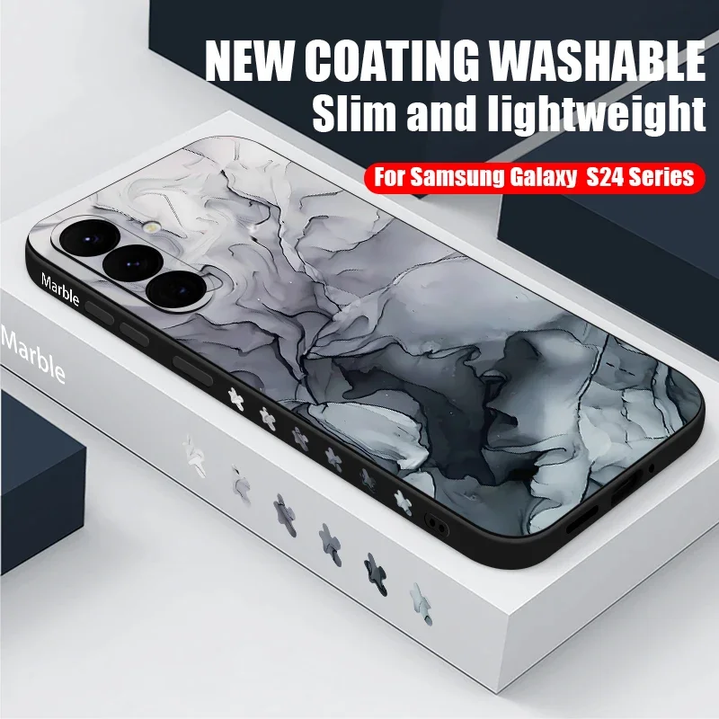 Colorful Marble Case For Samsung Galaxy S24 S23 S22 Ultra S21 S20 FE A16 A15 A25 A34 A35 A55 A52 A53 A54 5G Soft Lanyard Cover