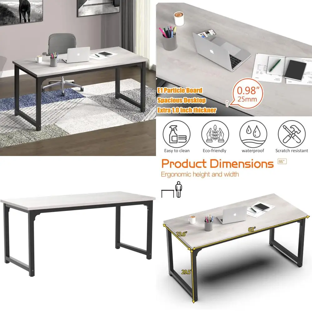 

Large Modern Computer Desk 63 - Spacious Workstation for Home Office, Study, and Gaming