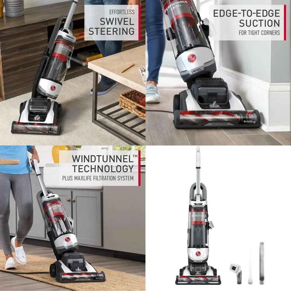 

Беспроводной вертикальный пылесос Elite Swivel без мешка с HEPA-фильтрацией, системой MAXLife и технологией WindTunnel для домашнего использования