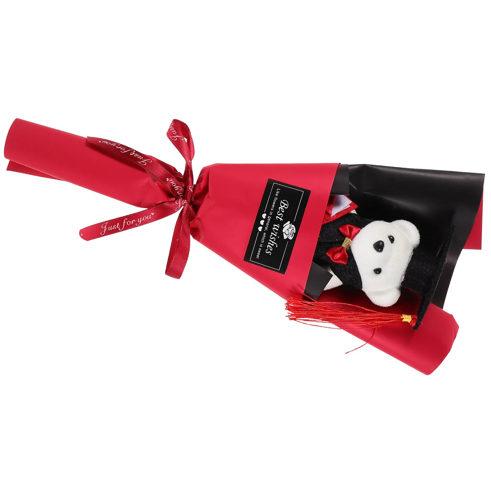 

Миниатюрный букет с медвежонком для выпускного: очаровательное украшение из бумаги и ткани, реквизит для фотосессий, подарок выпускникам