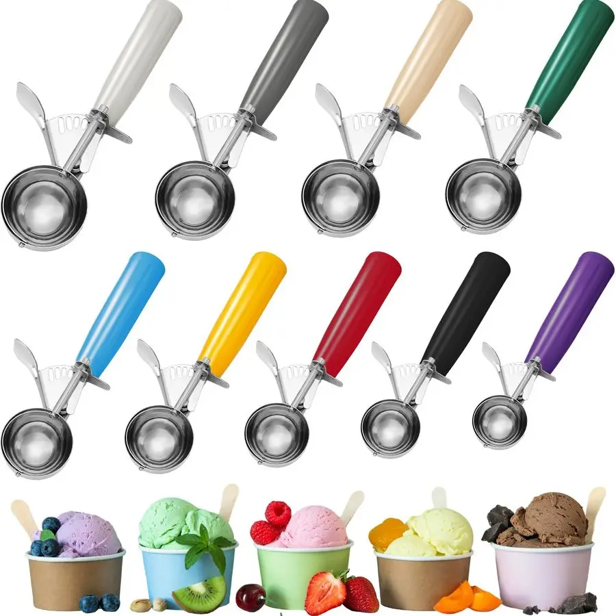 

9 Pcs Ice Cream Scoops Stainless Steel Cookie Portion Scoop with Handle for Baking Food Cookie Dough Cupcake Batter Many Color,4