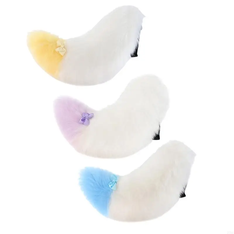 

77HE Wolf Tail Long Faux furs Cats Leopard Costume Tail for Halloween Christmas Fancy Party Cosplay Costume Adjustable Foxes