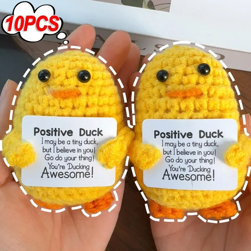 Positive Energy Yellow Duck with Inspirational Message Card  Handcrafted Duckling Car Accessory Home Decoration Birthday Gifts