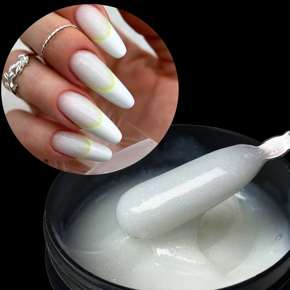 Jillnails 100g Shimmer Rose Milky White Pink Builder Nail Gel for Nails Extensions Self Leveling