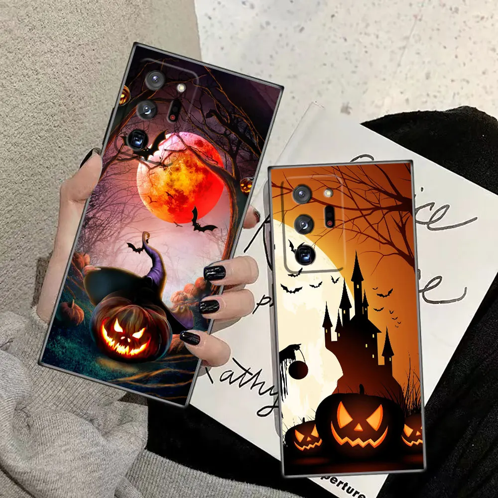 Happy Halloween Pumpkin Bat Witch Case For Samsung Galaxy NOTE 20 10 9 8 M54 M53 M51 M33 M32 M31 M30 M30S M23 J8 J7 J6 Plus Case