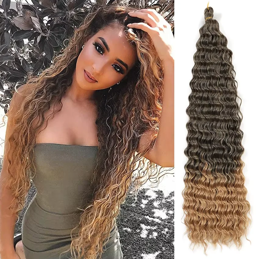 28inch Deep Wave Crochet Braiding Hair Synthetic Pre-Loose Extensions Afro Deep Water Curls Twist For Weaving Braids Hair Party