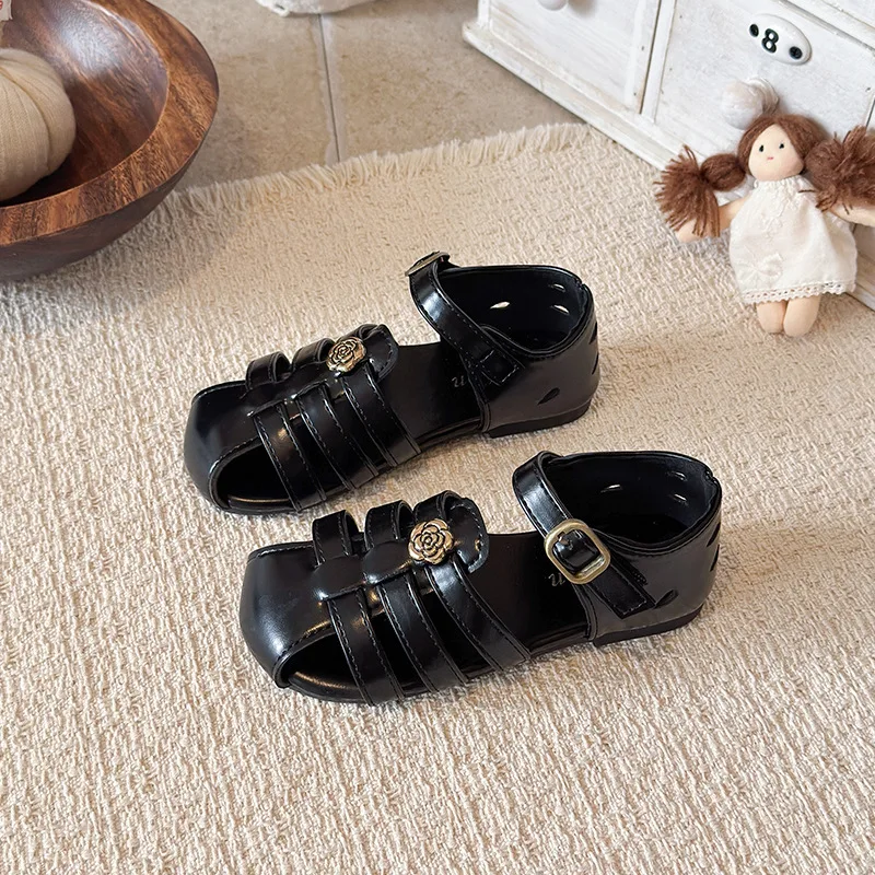 Children's Closed Toe Sandals Summer New Girls Baby Princess Shoes Children Soft-soled Roman Shoes