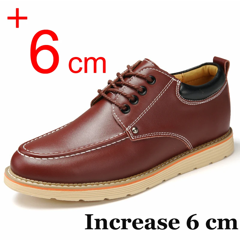 Brand Men\'s Sneakers Elevator Shoes Soft Leather Business Heighten Shoes 6CM Man Daily Height Increasing Moccasins Taller Male