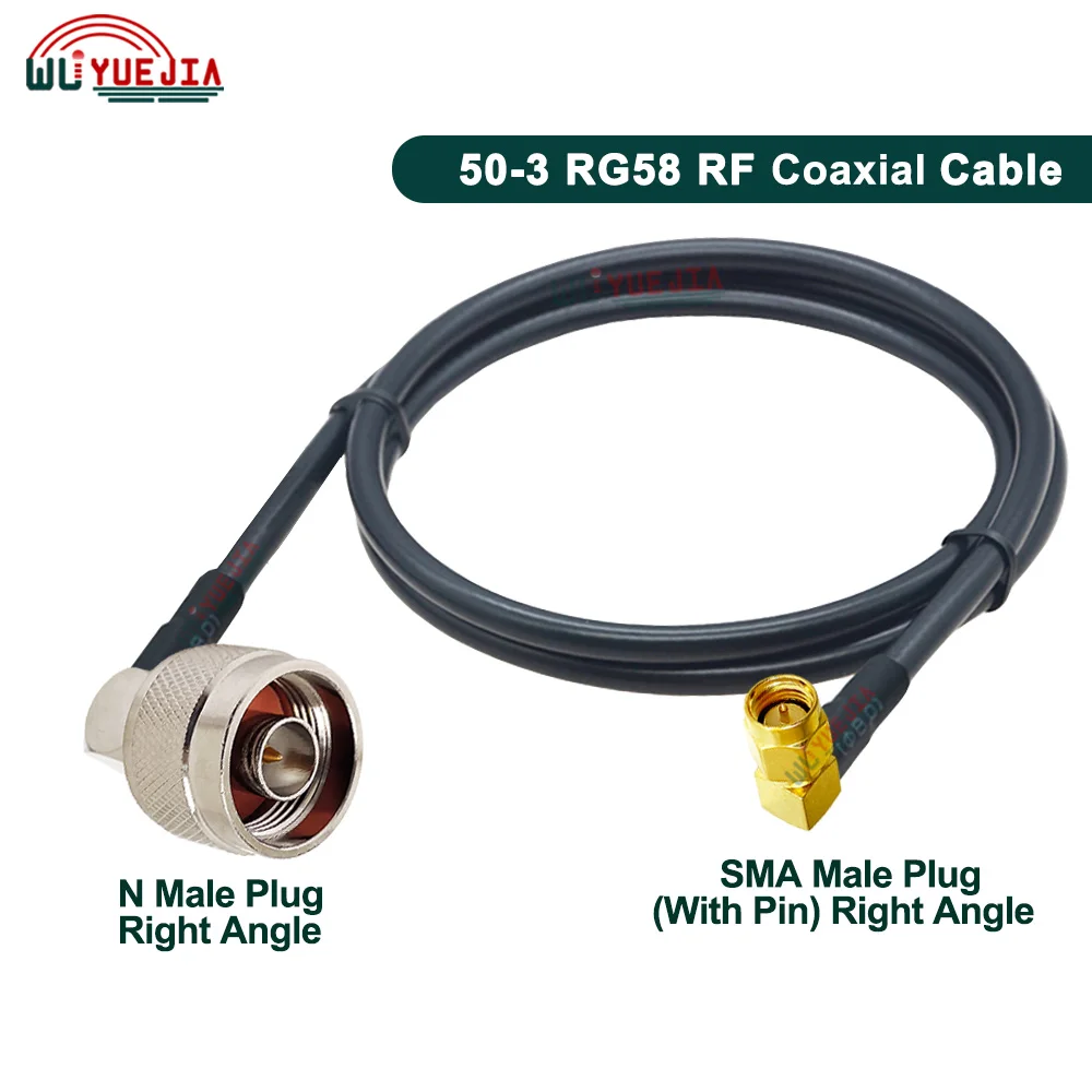 15cm~30M Waterproof L16 N to SMA Type Connector RG-58 Cable N Male 90° Angle to SMA Male or Female RG58U RF Coax Extension Cable