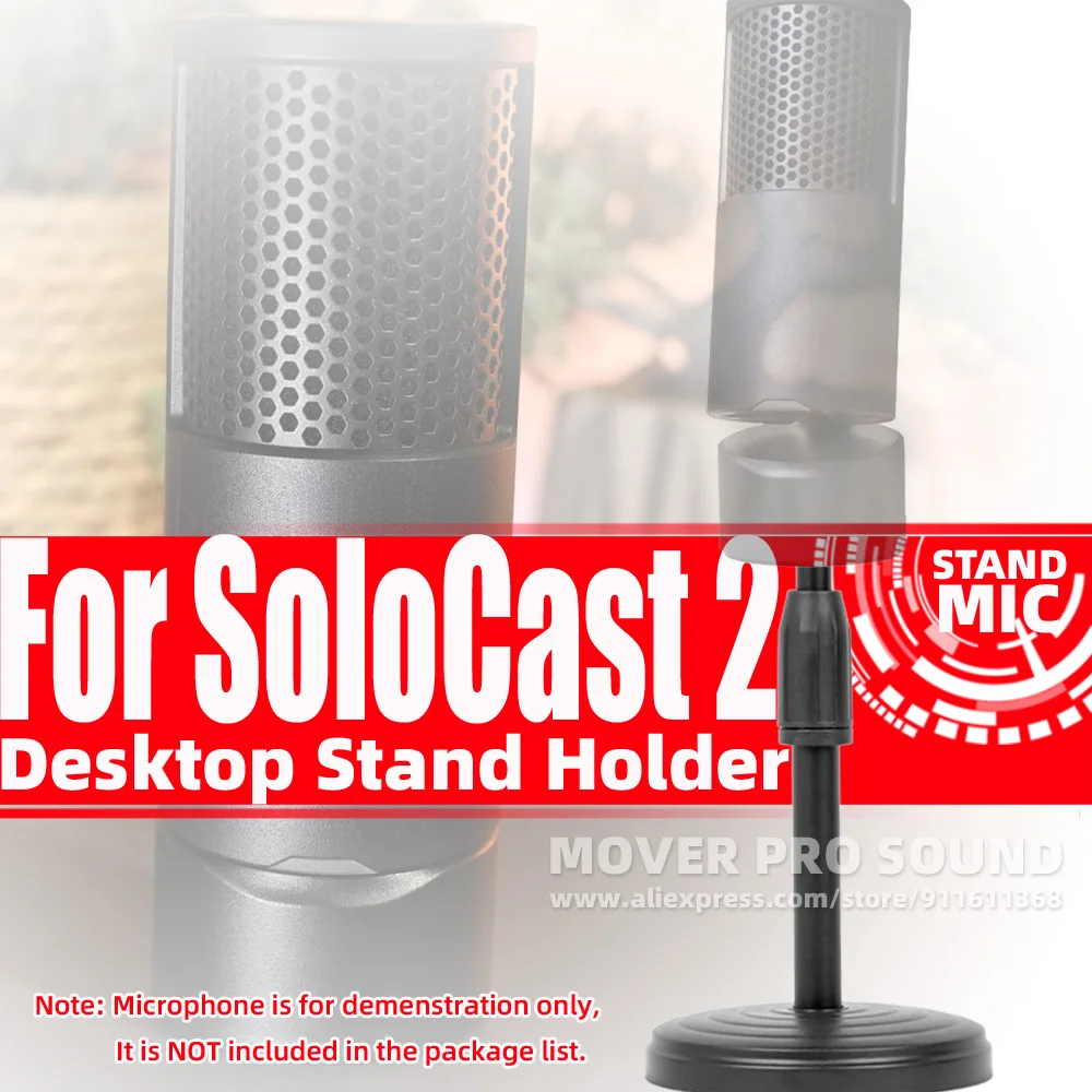 SnapVox Compatible With HyperX SoloCast 2 SoloCast2 II Microphone Stand Support Tabletop Bracket Desk Mic Mount Desktop Holder