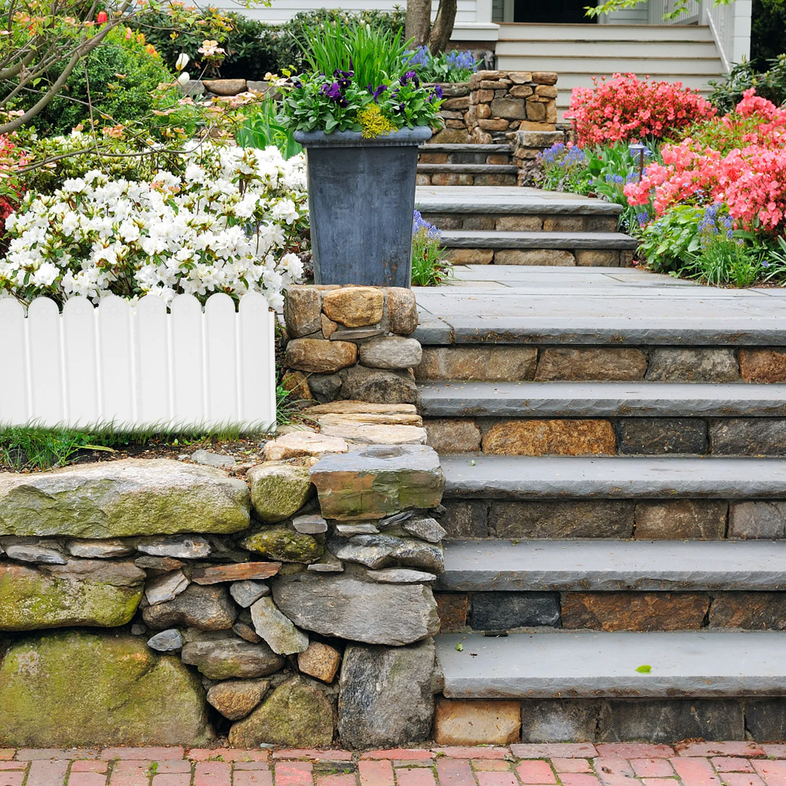 

Plastic Landscape Fence Garden Edging Border Panels for Lawn Flower Bed Sidewalk Rock Garden Wood Chips No Dig Reusable