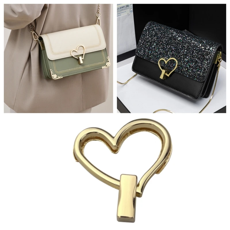 Metal Bag Lock Clasp Swivel Twist Turn Locks Buckles DIY Handbag Purse Hardware Zinc Alloy Heart Shape Clasps Closure Bags