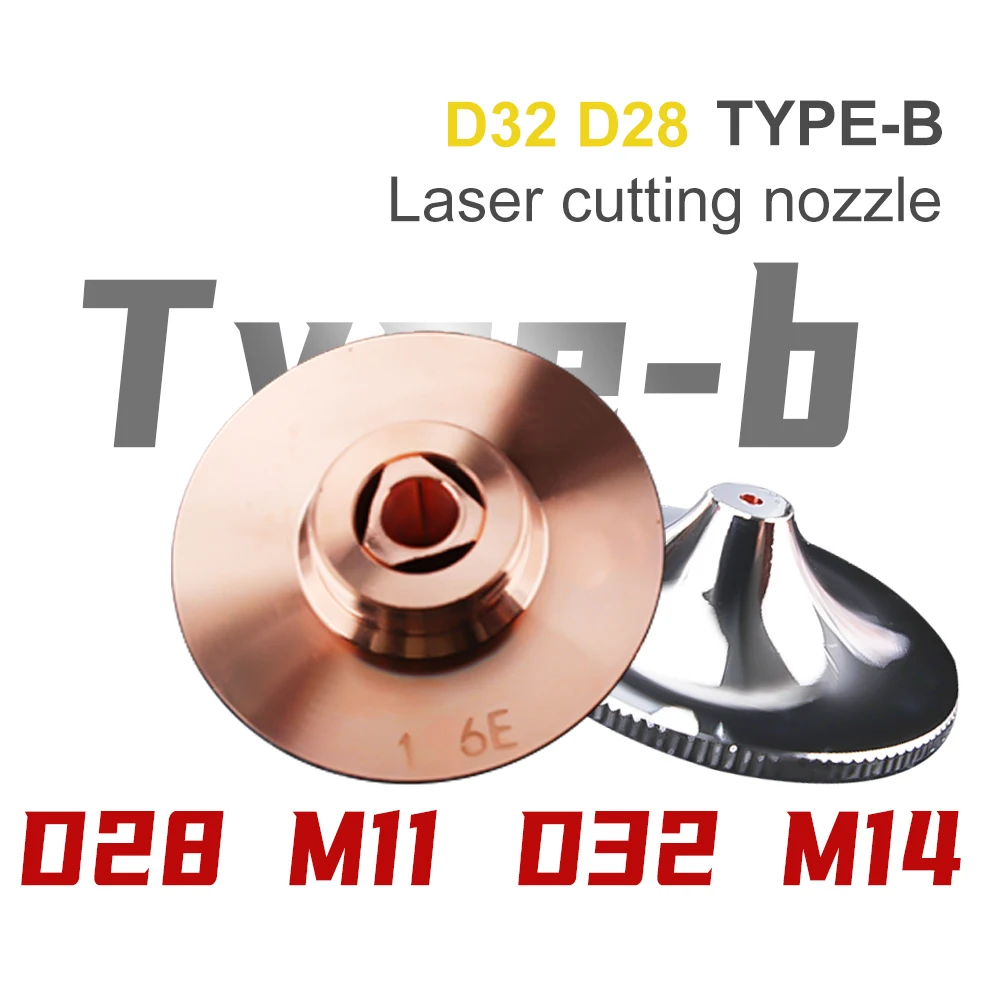 Laser Nozzles D28 M11 D32 M14 High Speed TypeB Chrome Plated Cutting Nozzle for Precitec WSX Hans HSG Fiber Cutting Machine