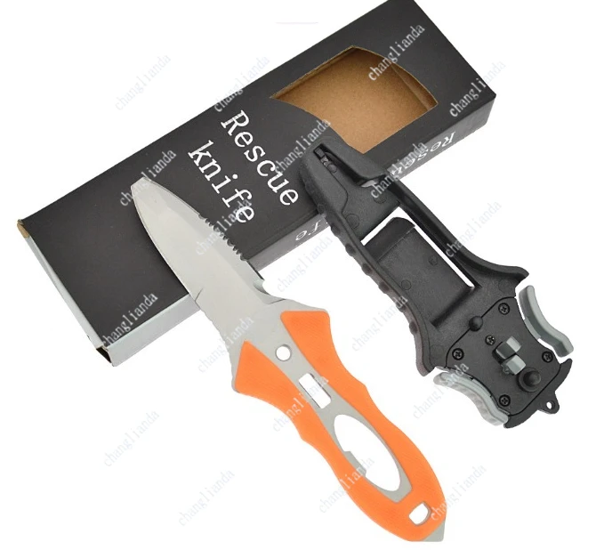 Water Rescue Knife Outdoor Rope Cutter Titanium Plated Multi-functional Diving Vehicle Portable Lifesaving Knife Equipment