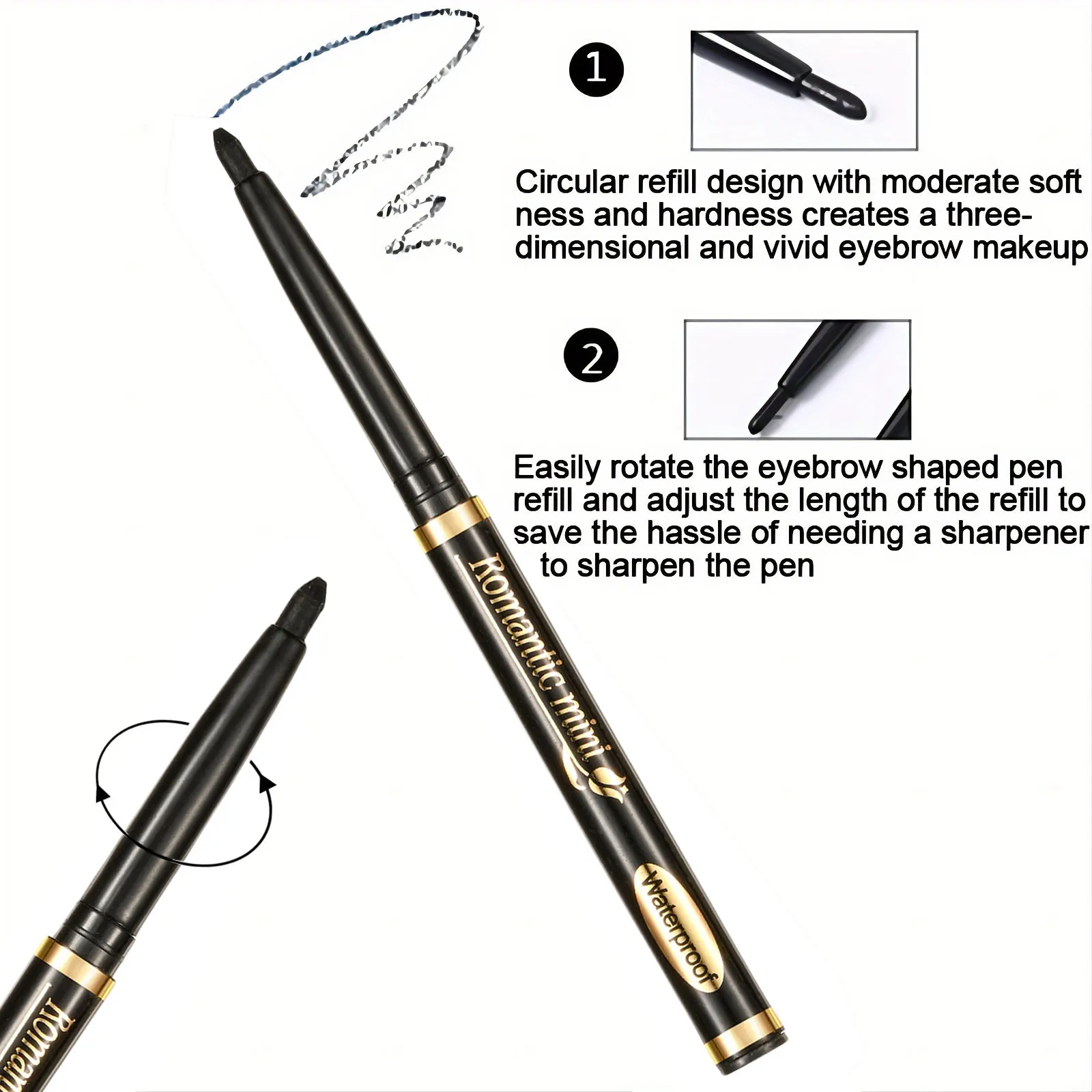 5pcs Waterproof & Sweatproof Black Eyeliner Pencils - Long-Lasting, Smudge-Proof for Bold Eye Makeup