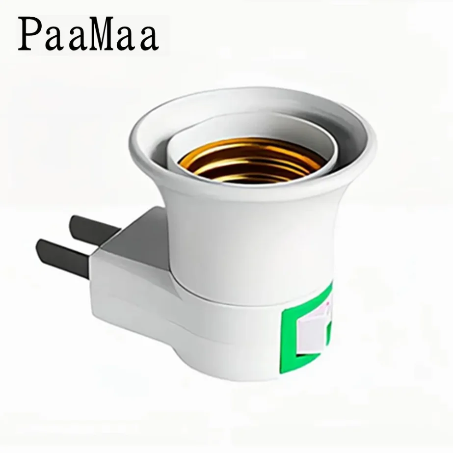 PaaMaa E27 LED Light Male Sochet Base Type To AC Power 220V EU Plug Lamp Holder Bulb Adapter Converter With ON OFF Button Switch