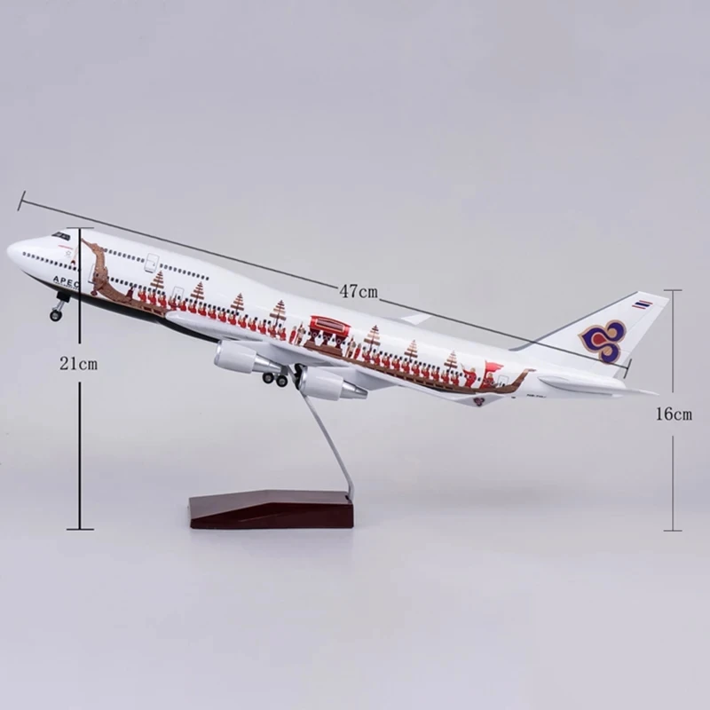 2024 New 1:150 Scale Boeing 747 Plane Model Thai Airways Dragon Boat Airplane Resin Aircraft Model for Collection Display Gift