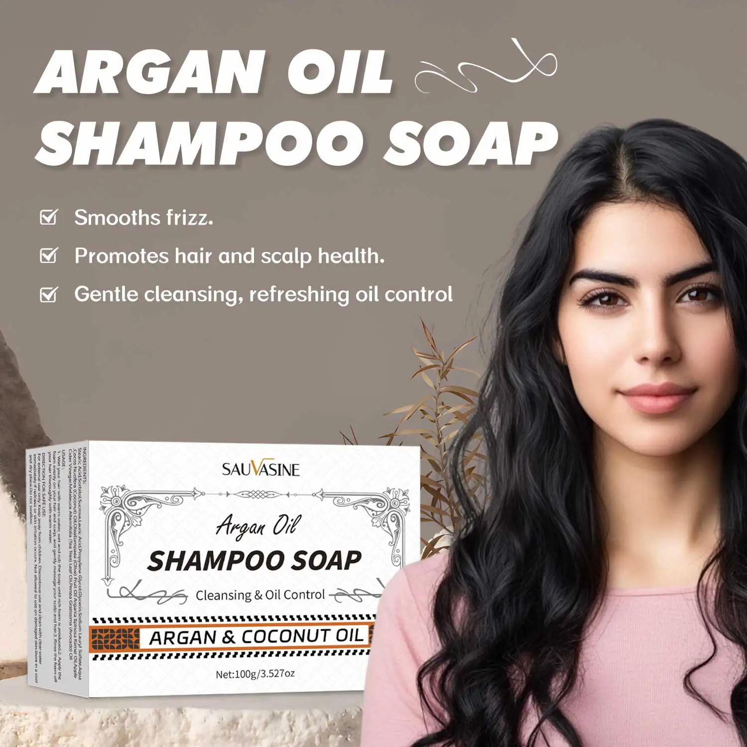 Argan Oil Shampoo Bar Strengthen Hair Gentle Cleansing Smooths Frizz Shampoo Bar Refreshing Oil Control Hair Treatment Products