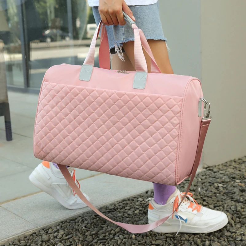 Lingge Travel Bag Women Shoulder Bag Large Capacity Handbags Teenager Sports Bag Casual Crossbody Pack Fashion Brand Luggage Bag