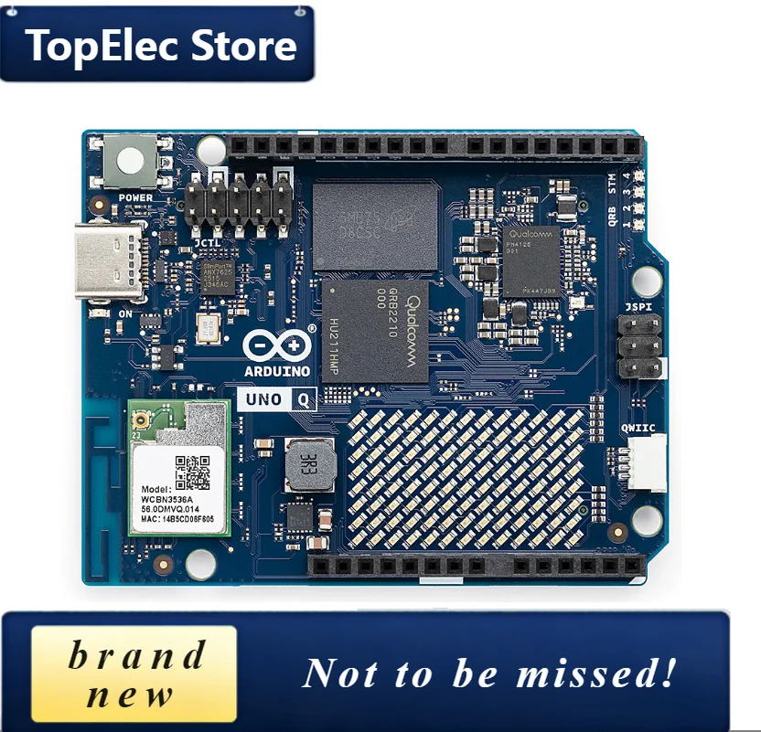 TopElec Arduino UNO Q 4GB AI Board - Dual-Core Linux Debian & Real-Time OS, Wi-Fi 5, Bluetooth 5.1 For Robotics, Edge AI, IoT