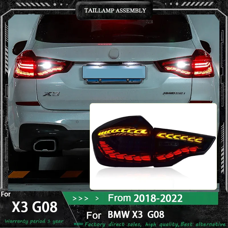 

Автомобильные светодиодные задние фонари в сборе для BMW X3 G08 G01 2016 2017 2018-2021 2022 Автоматические задние противотуманные фонари DRL с тормозным указателем поворота Plug and Play