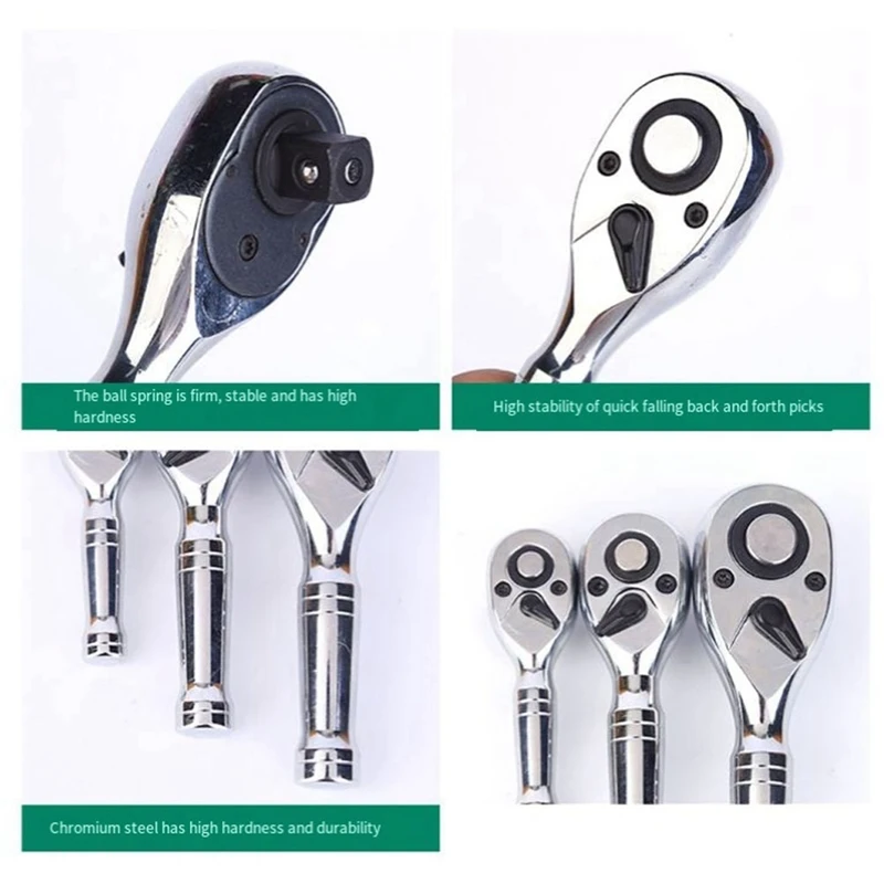 1 Piece 1/2Inch Quick Socket Ratchet Wrench Two-Way Short Handle Mini Automotive Hand Repair Tools