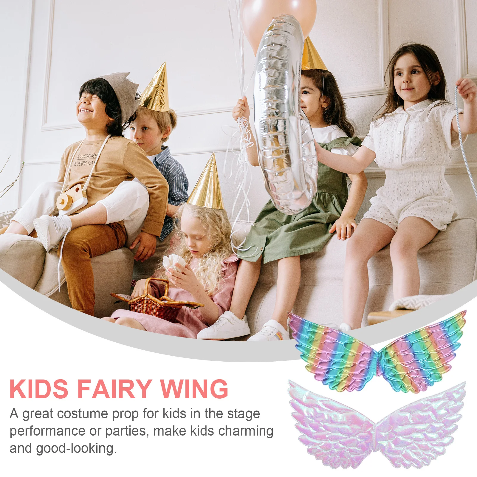 

2Pcs Angel Wing Decorative Fairy Wings Lightweight Costume Props for Performance Party Cosplay Photo Accessories