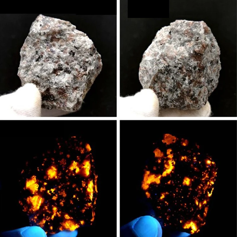 1PC Flame's Stone Syenite Containing Fluorescent Sodalite Mineral Lava Slurry Can Be Seen In The Ultraviolet Light Irradiation