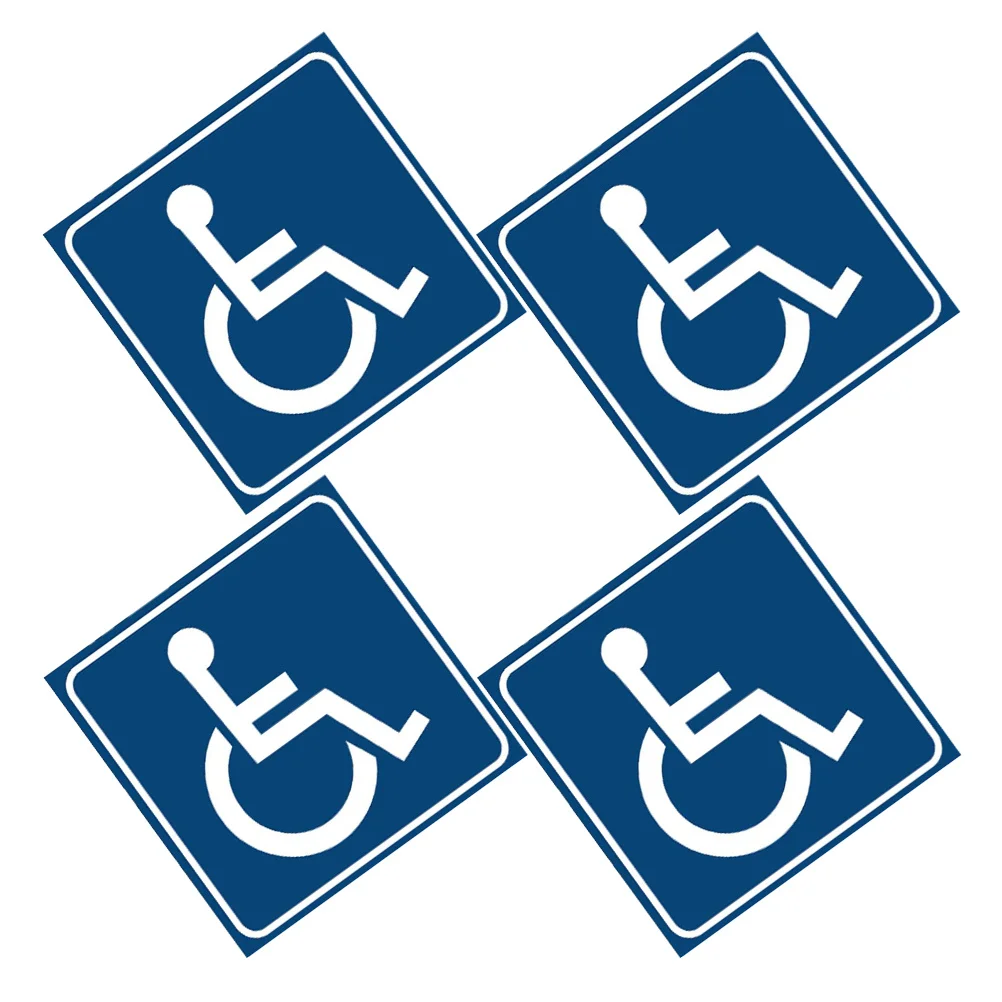 

4Pcs Wheelchair Accessible Sign Stickers Blue Waterproof Vinyl High Visibility for Disabled Mobility Solutions Universal Surface