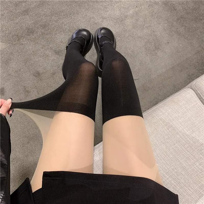 Damen Mädchen Ultra Dünne Transparente Strumpfhose Patchwork Durchsichtige WEIßE Overknee-Strümpfe Damen Strumpfwaren Überknie Gestreifte Strumpfhosen – Detail 11