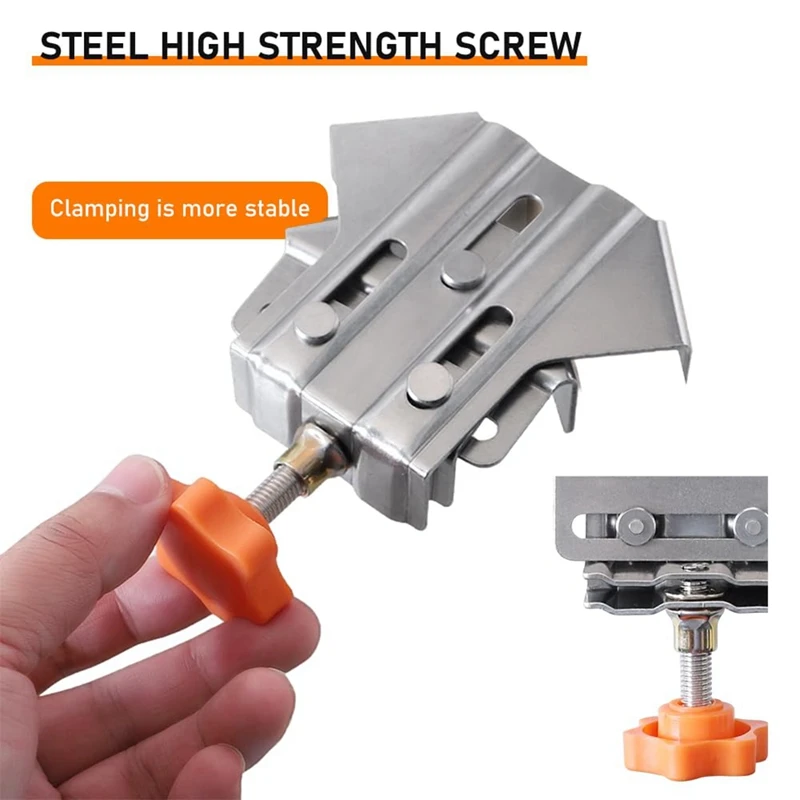 Stainless Steel Corner Clamp,Single Handle Adjustable Corner Clamping Tool For Woodworking 8Pcs