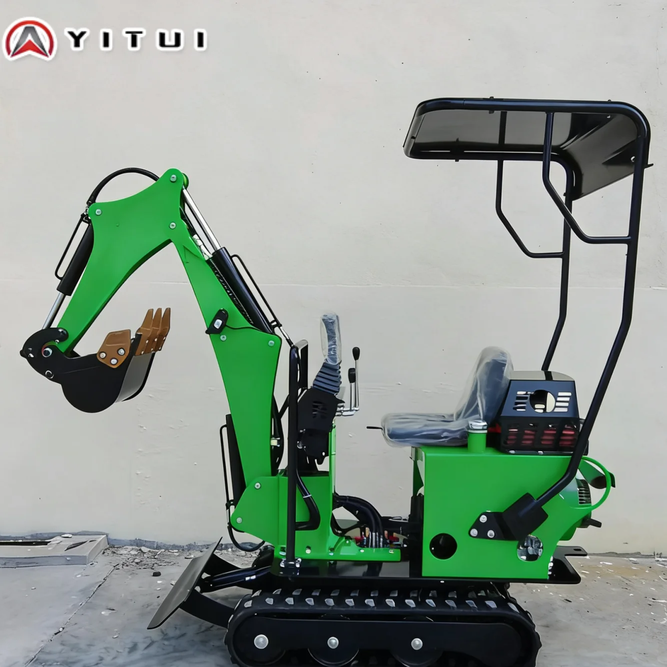 Miniexcavadora compacta personalizada, excavadora pequeña de 0,8 toneladas con pistas de goma para construcción de jardín, paisajismo de granja