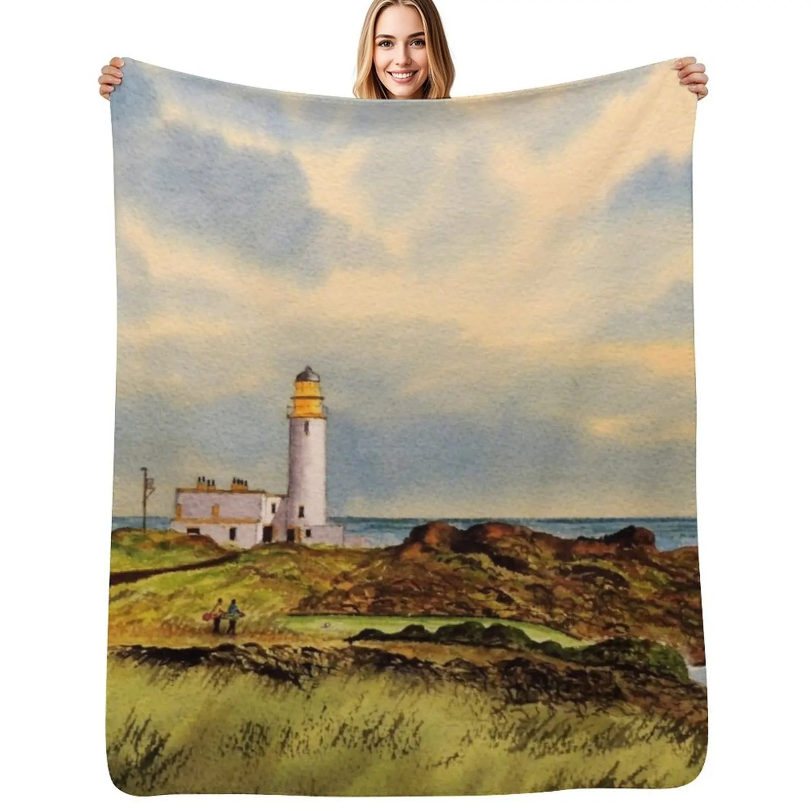 

Turnberry Golf Course 9th Tee Throw Blanket Thins Fashion Sofas Furrys Camping Blankets
