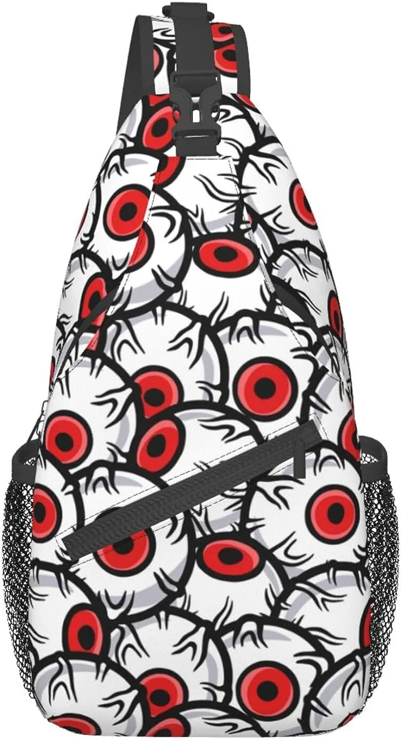 Sac à bandoulière réglable Horror Eyes Halloween pour hommes et femmes, sac à dos à bandoulière, sacs de jour décontractés, sac de poitrine, polyester