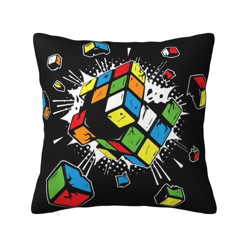 

Exploding Rubix Rubiks Magic Cube Pillow Case 45x45cm Home Decorative Cute Math Gift Chair Cushion Square Pillowcase