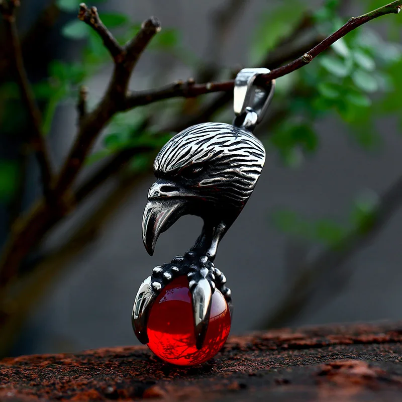 BEIER 2022 New Creative Design Stainless Steel Crow Paw Eagle Claw Pendant Charm Choker Accessories With Colorful Stones