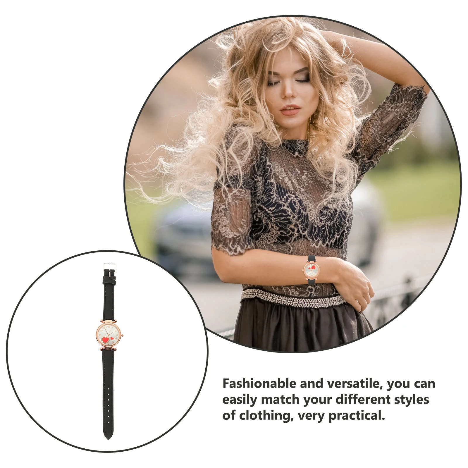 

Children's Quartz Watch Women's for Lady Watches Simple Ladies Fashion Black Leisure