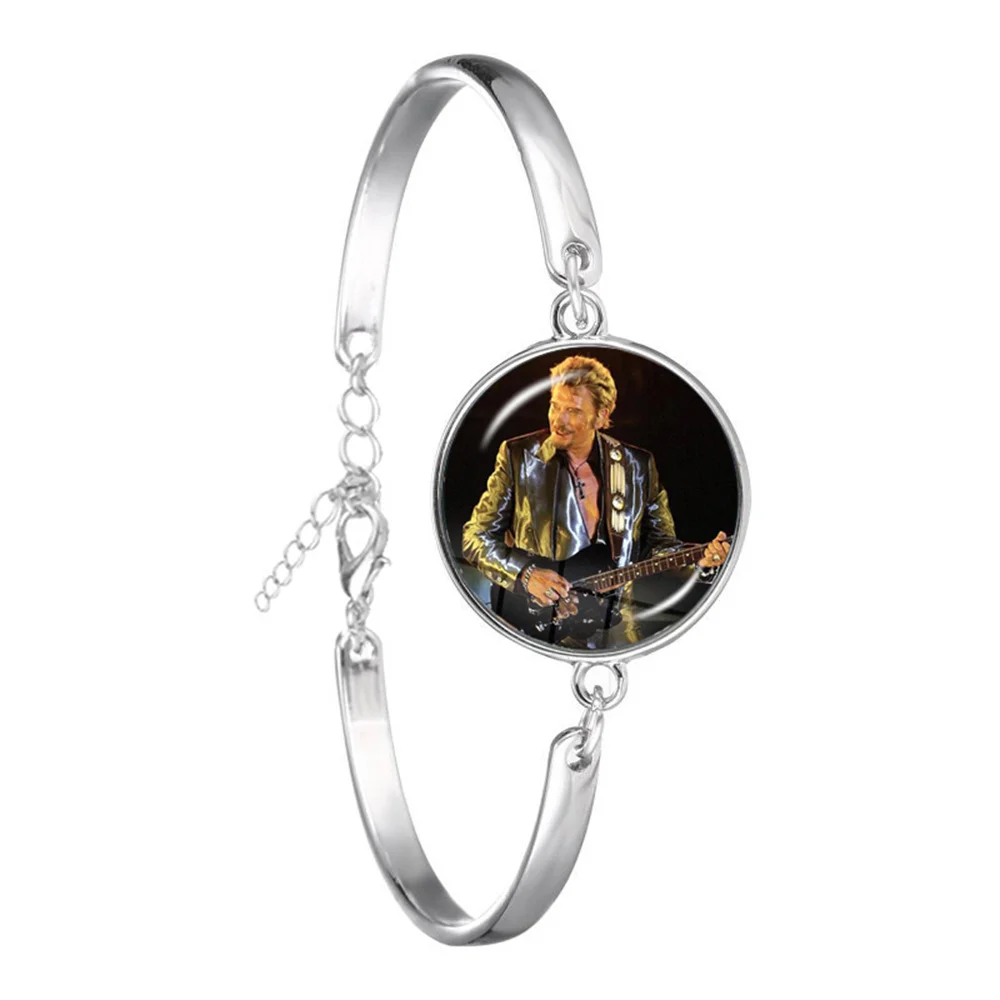 جوني هاليداي متعدد الطبقات سوار جلدي روك ستار ملصق فني زجاج أساور يدوية الصنع معصمه مجوهرات للرجال هدايا