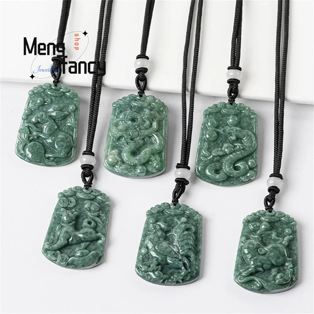 Natural A-goods Jadeite Zodiac Jade Pendant Exquisite Engraver Handicraft Mascots Best Selling Fashion Fine Jewelry Holiday Gift